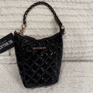MZ Wallace Glossy Black Quilted Shoulder Bag